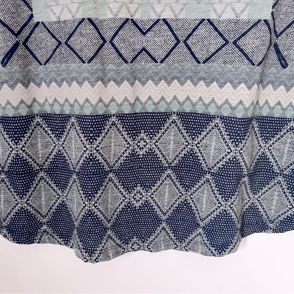Lucky Brand Blue Green Multi Border Print Cotton Modal Tee 1X - Picture 9 of 14